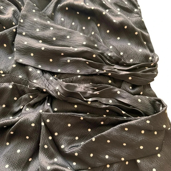 Thurley SILK Polka Dot Tank Top Spaghetti Straps Black White Wrap V-neck Sz 10 - Picture 12 of 15